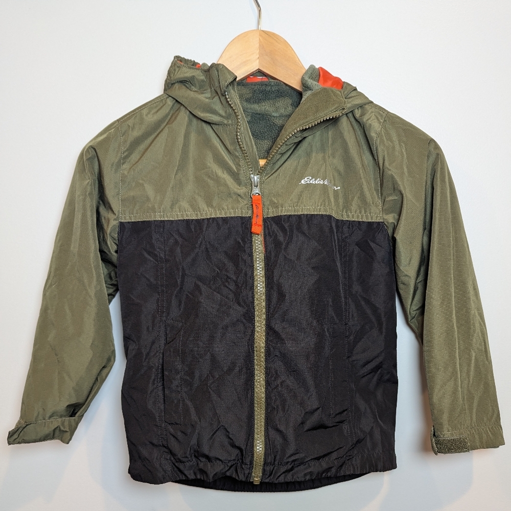 Eddie Bauer Kids Size XS 5/6 Olive, Came and Black 3 In 1 Coat